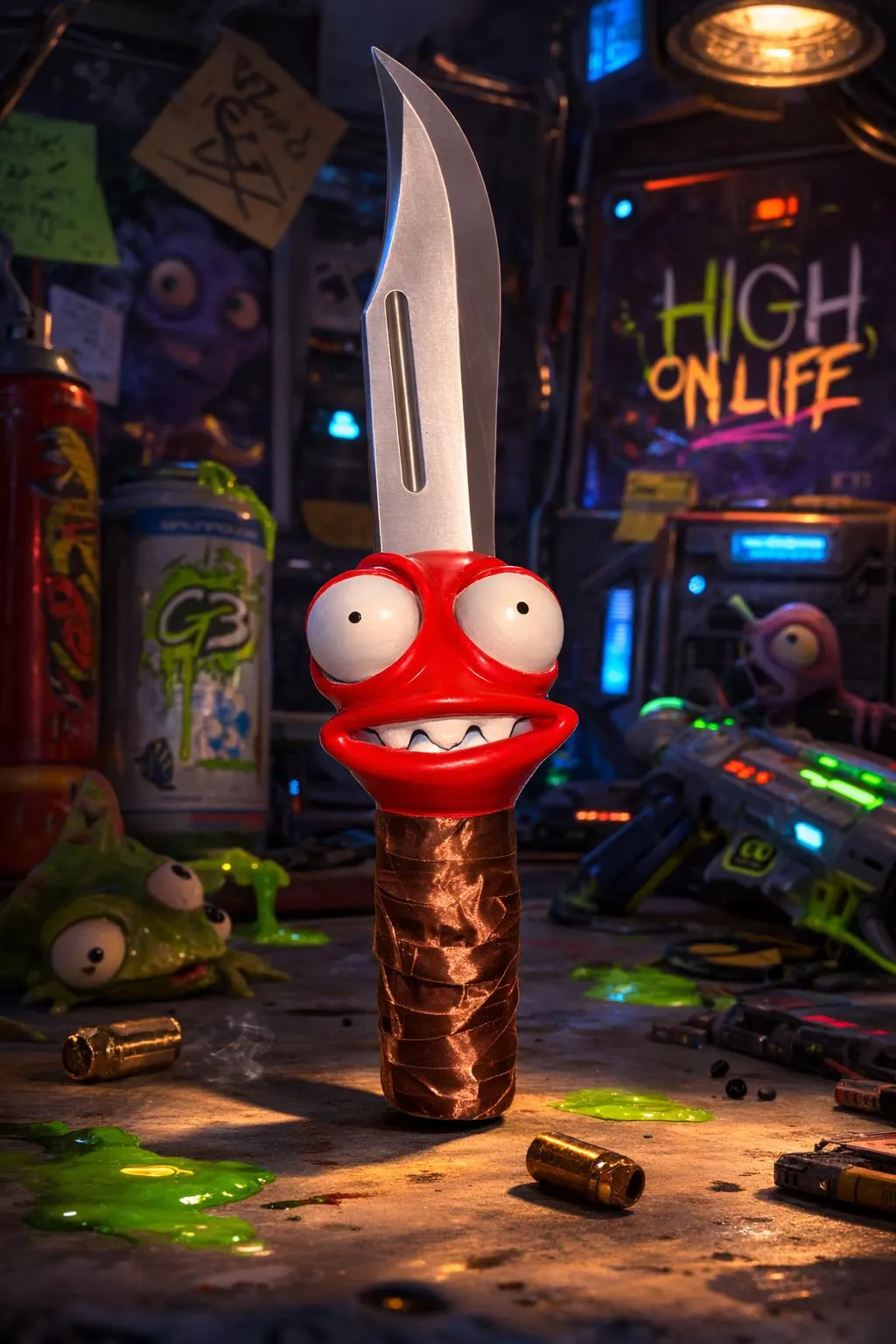 Knifey (High on Life) em tamanho real, FRETE GRÁTIS | Presente para Gamer | Acessório de Cosplay | Decoração Sci-Fi | Item para Quarto Geek